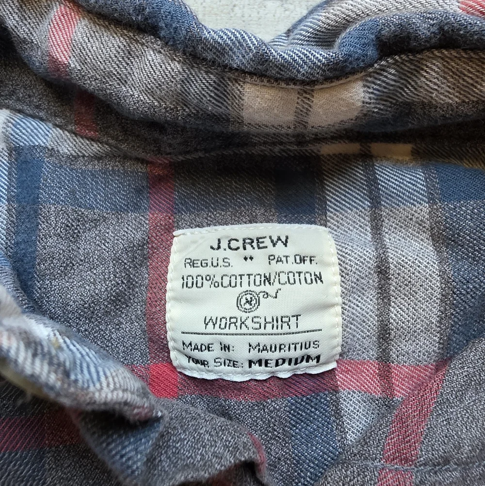 J. Crew Gray and Red Plaid Casual Shirt